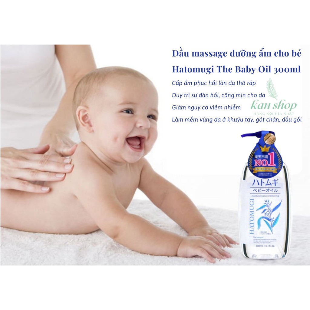 Dầu dưỡng ẩm cho bé Hatomugi The Baby Oil 300ml Nhật Bản - 4513574027749 - Kan shop hàng Nhật