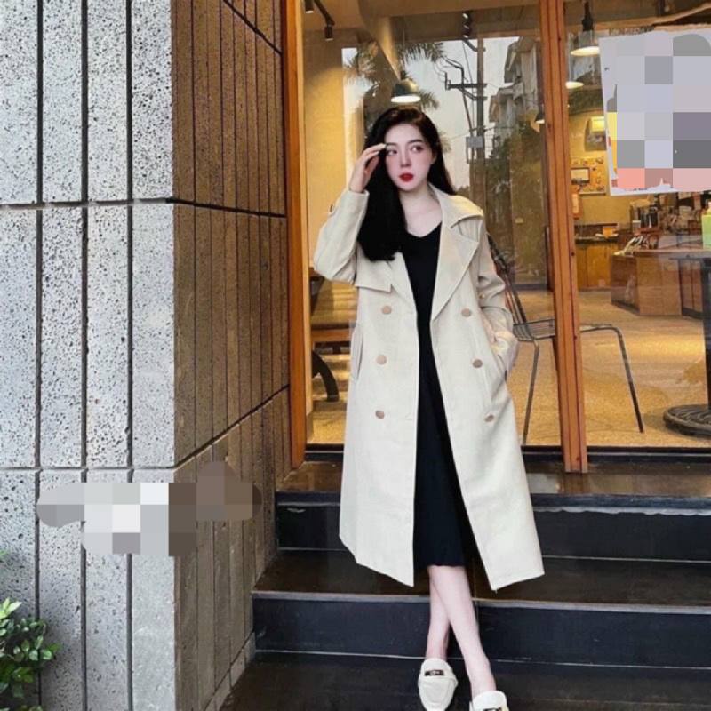 Áo khoác măng tô kaki dáng dài