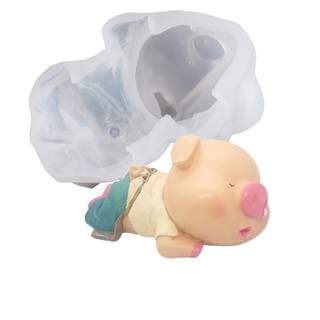 Khuôn Heo Nằm Dài 10 Cm - KHUÔN SILICON HOA NỔI 4D