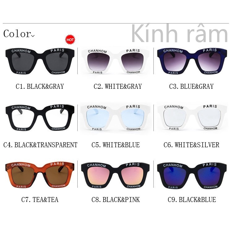 Kính mát vuông gọng kim loại phong cách retro