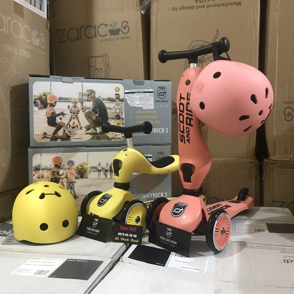 Combo xe chòi chân scooter Highwaykick 1 và mũ bảo hiểm cho bé từ 1 đến 5 tuổi - Scoot And Ride