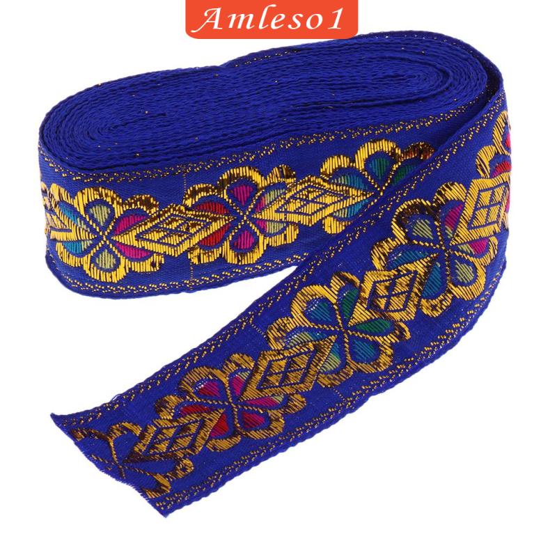 Cuộn Dây Ruy Băng Họa Tiết Thổ Cẩm Màu Xanh Lá Dùng Trang Trí Thủ Công