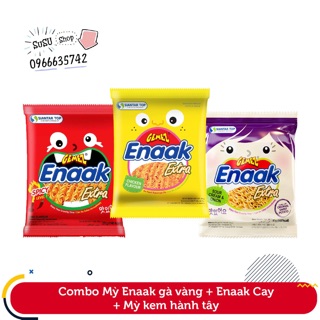 Combo 12 gói mì enaak vàng + 12 gói enaak cay đỏ + 12 gói kem hành Tây tím