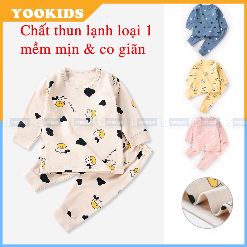 Bộ thu đông cho bé YOOKIDS chất thun lạnh mềm loại 1, Bộ dài tay cho bé trai bé gái 1 2 3 4 5 tuổi