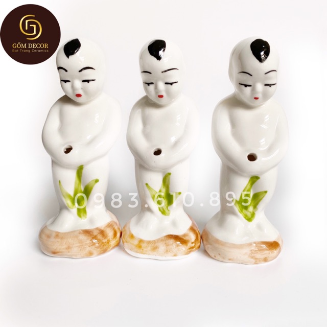 Chú Bé Tè Sứ Trang Trí Tiểu Cảnh, Bể Cá, Hòn Non Bộ