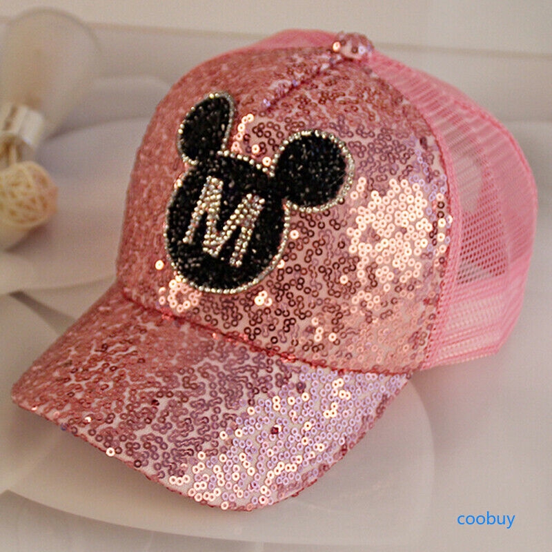 Nón bóng chày hình chuột Mickey đính kim sa lấp lánh cho bé