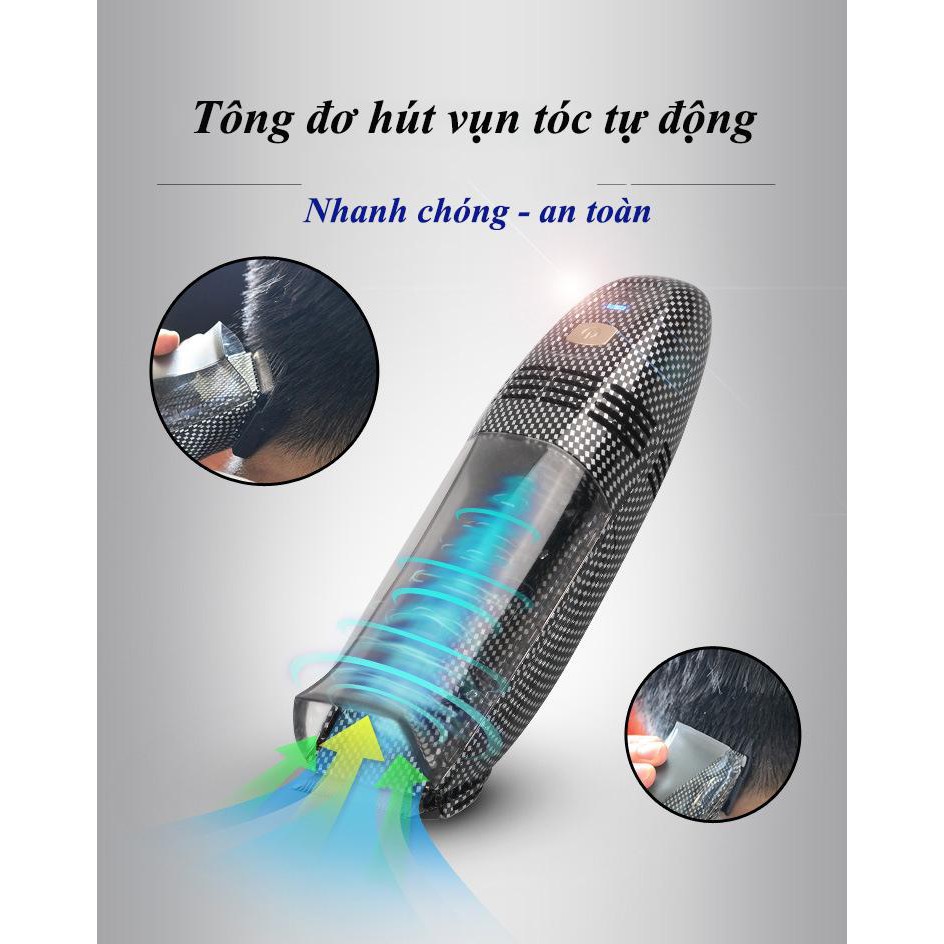 [Mẫu mới nhất 2020] Tông đơ cắt tóc tự động hút vụn tóc Kemei 77 lưỡi sứ cao cấp