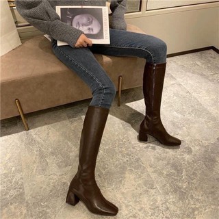 Boot đùi lửng da lì mũi vuông (fullbox )