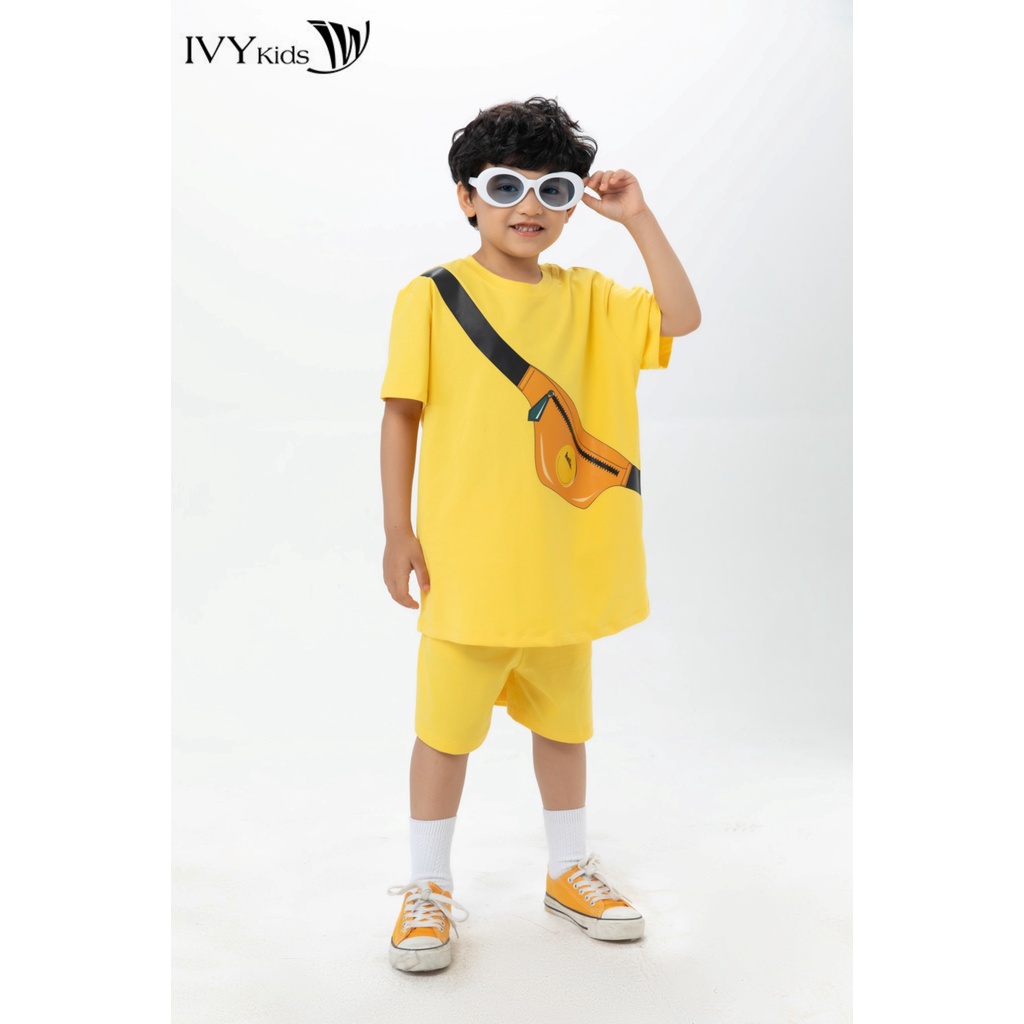 Bộ thun in hình túi chéo bé trai IVY moda MS 57K1467