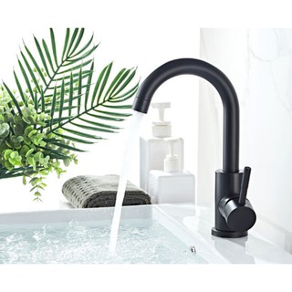 Vòi Lavabo nóng lạnh màu đen cao cấp - Inox 304 - Uốn tròn cong