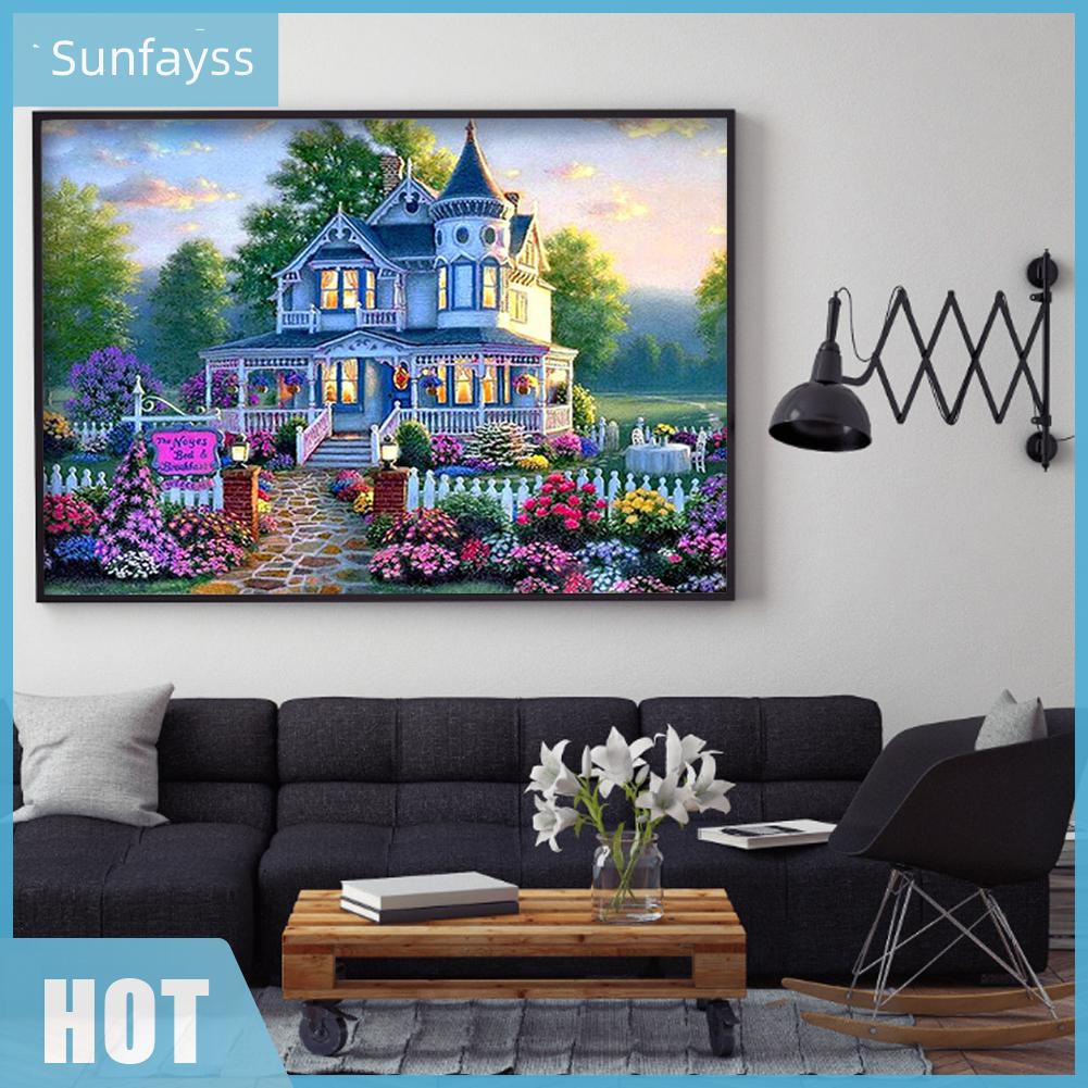 Bộ Tranh Thêu Chữ Thập Tự Làm Hình Phong Cảnh Trang Trí Sân Vườn