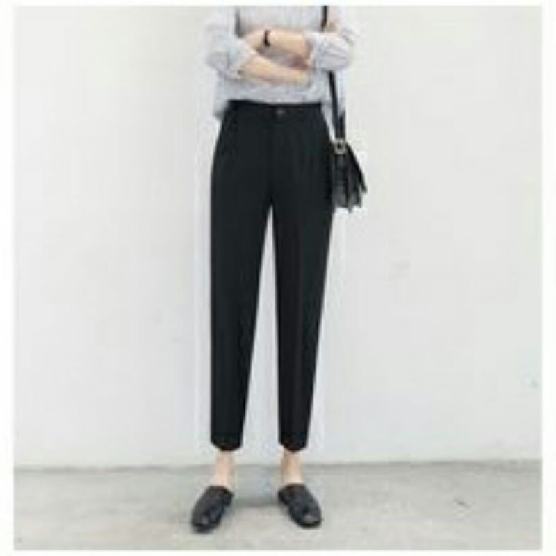 Quần tây nữ công sở bigsize thời trang nữ cao cấp Quần baggy lưng cao vải mềm màu đen chất đẹp form co dãn mặc học sinh | BigBuy360 - bigbuy360.vn