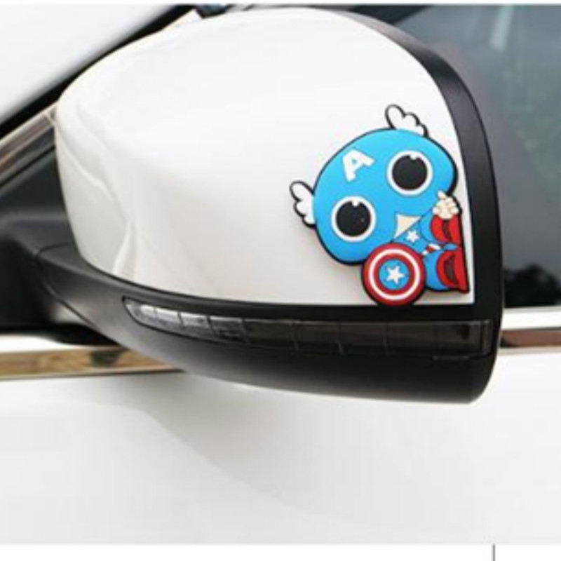 Bộ 2 Miếng Dán Cao Su Bảo Vệ Cửa Xe Hơi Chống Va Chạm Hình Siêu Anh Hùng Batman Ironman
