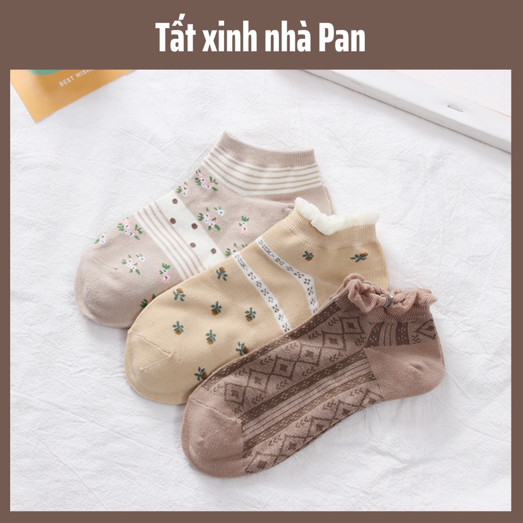 Tất Cố Ngắn Viền Bèo tông be