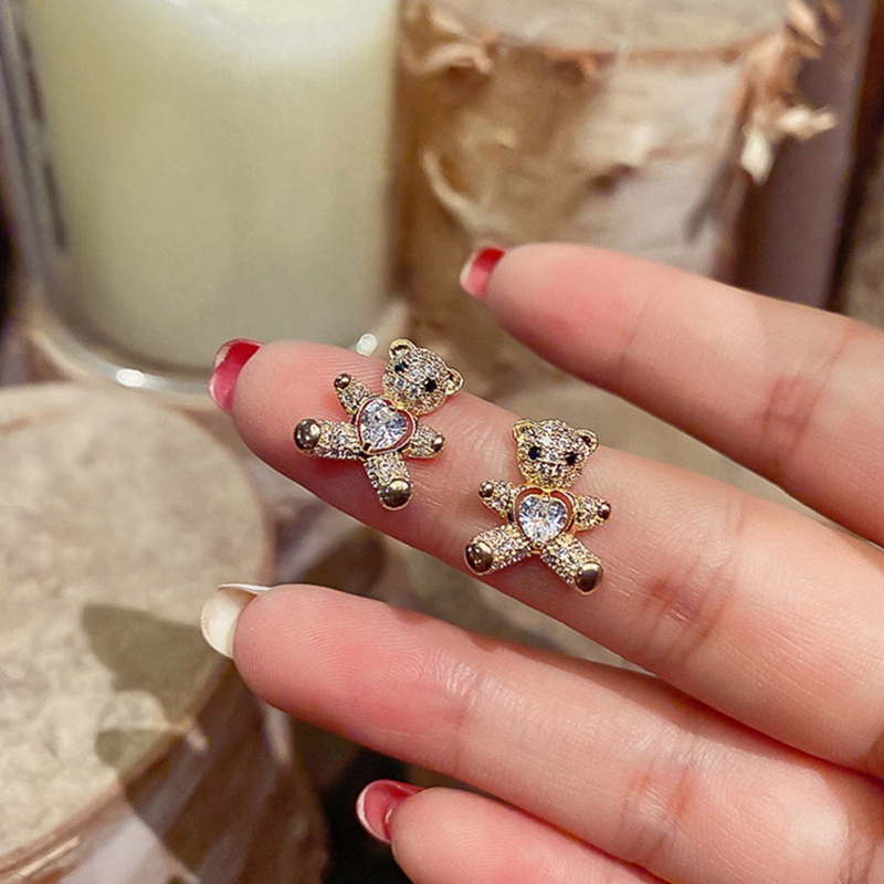Khuyên Tai Hình Gấu Đính Đá Dễ Thương Dành Cho Nữ
