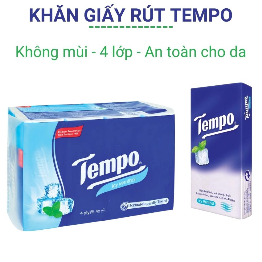 Khăn giấy bỏ túi Tempo mềm dai chất lượng giấy dày và dai hơn giúp thấm hút vượt trội chất liệu thiên nhiên Angola