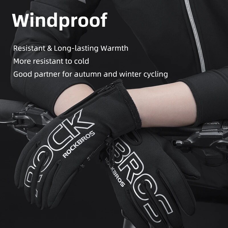 Găng tay ROCKBROS giữ ấm chống gió che toàn bộ ngón sử dụng được màn hình cảm ứng tiện lợi