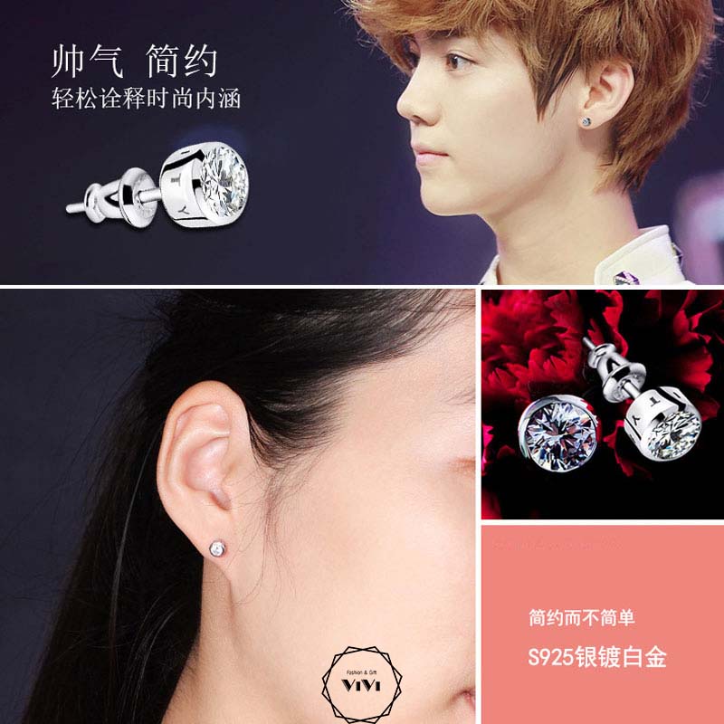 Bông tai bạc nam đinh tán cá tính SPY – khuyên tai ViVi_Gift