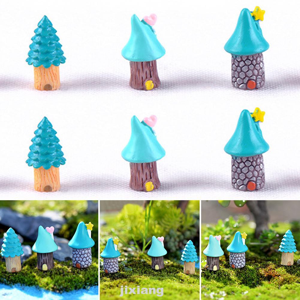 3pcs Resin Fairy Blue Vintage Craft Home Decoration Garden House Micro Landscape