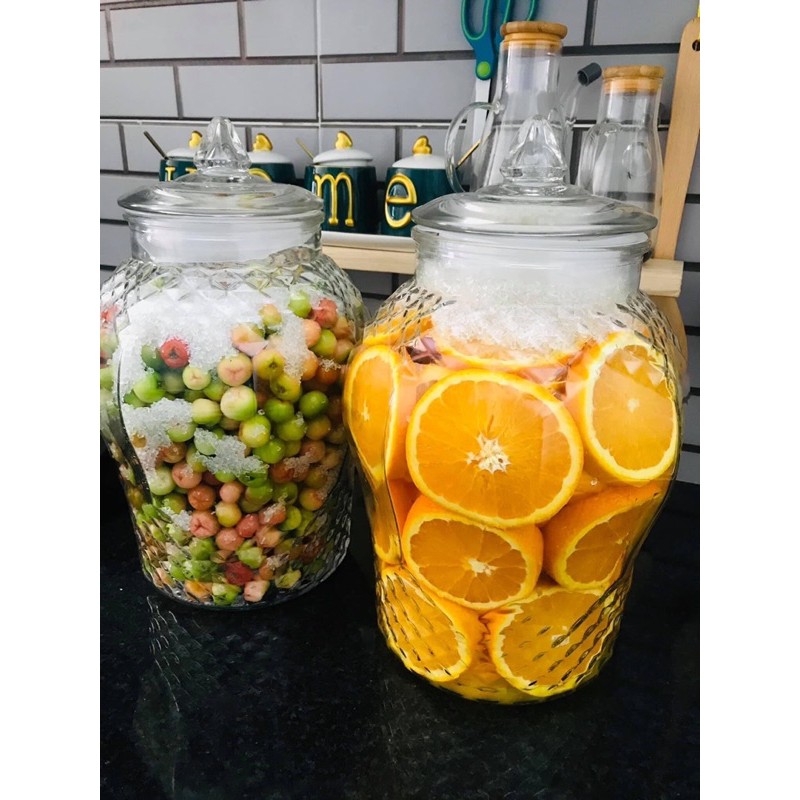 Bình thủy tinh lục lăng vát kim cương ngâm rượu, đựng thực phẩm cao cấp Gabeo Glass nhiều dung tích mã 8833