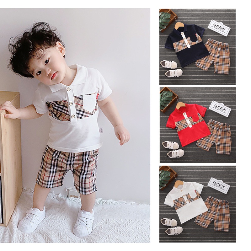 BURBERRY Set Áo Sơ Mi Và Quần Dài Thời Trang Hàn Quốc Đáng Yêu Cho Bé Trai Dễ Thương