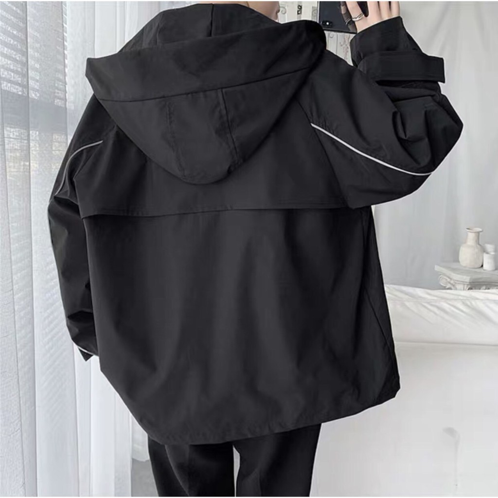 Áo khoác dù trơn sọc 2 lớp unisex form rộng phong cách hàn quốc đẹp | HD2000SHOP