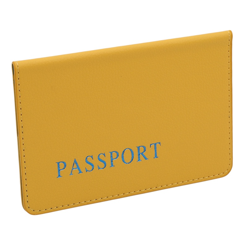 New Pure Color Litchi PU Leather Wallet Unisex Travel Passport Holder Protector Cover Simple Gift