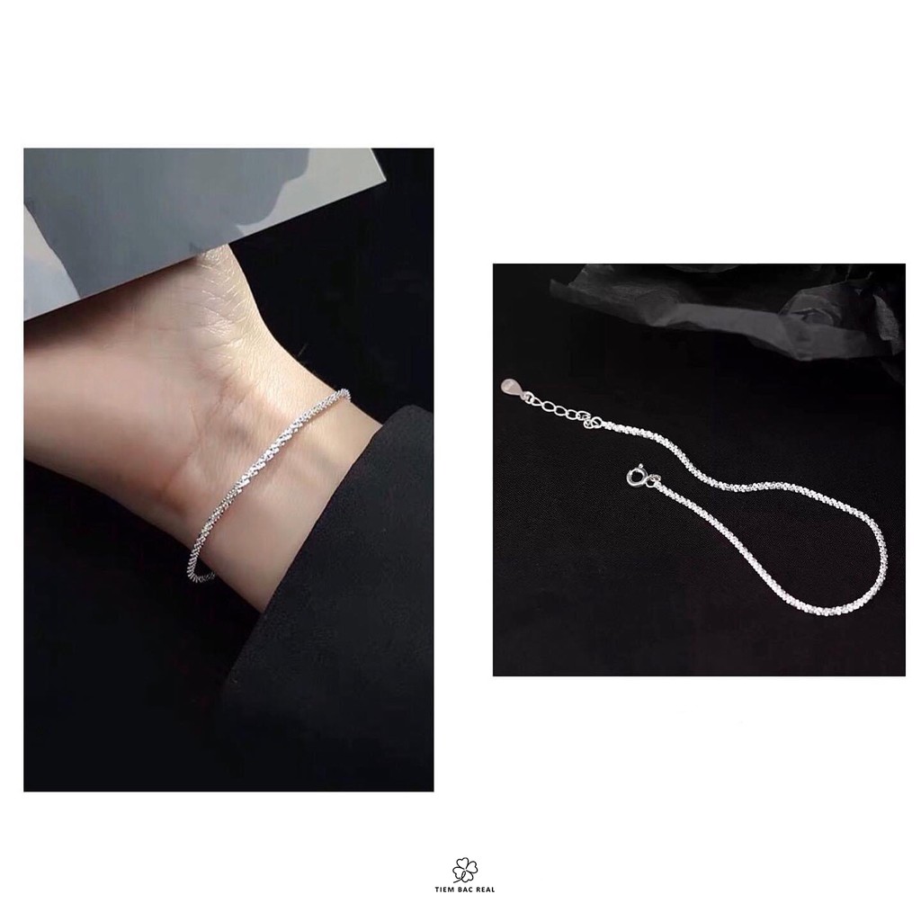 Lắc tay dây bông xù chất liệu bạc ta, lắc tay bạc thiết kế đơn giản, tinh tế | BigBuy360 - bigbuy360.vn