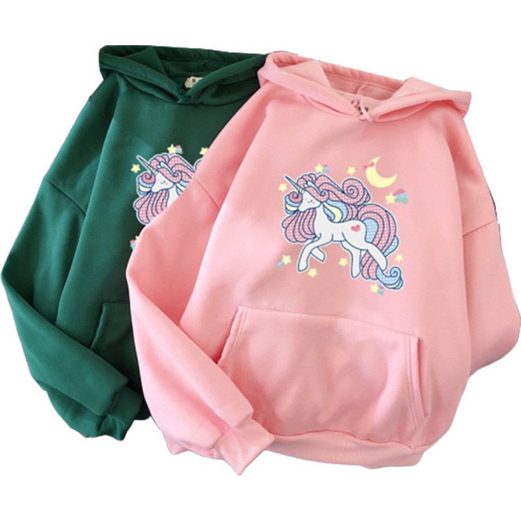Áo Sweater Dài Tay In Hình Kỳ Lân Phong Cách Thu Đông Hàn Quốc Dễ Phối Đồ Dành Cho Nữ