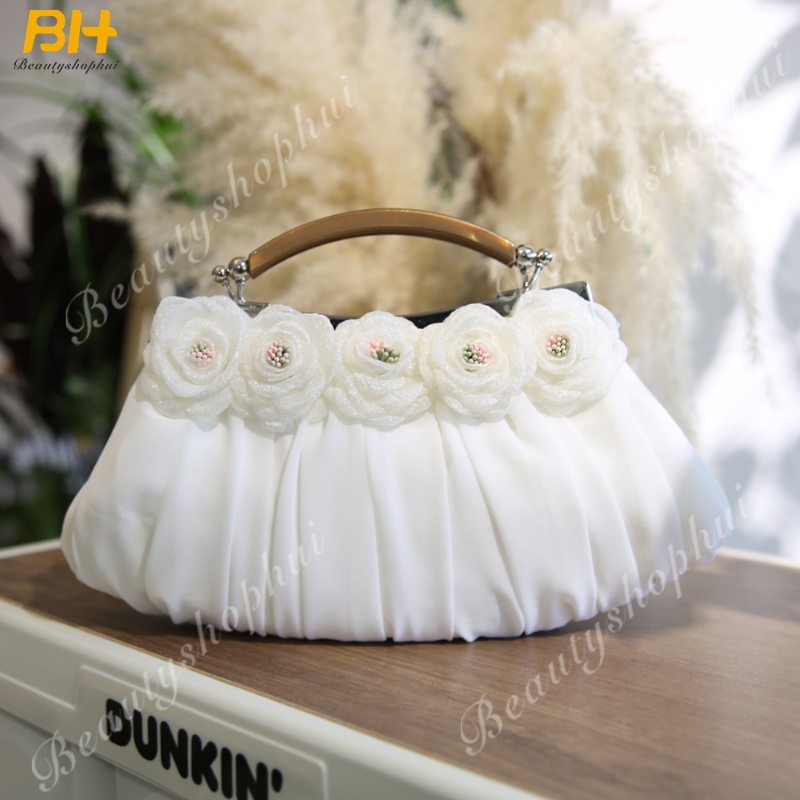 Túi Xách Vải Chiffon Họa Tiết Hoa Thời Trang Dự Tiệc Mới Cho Nữ