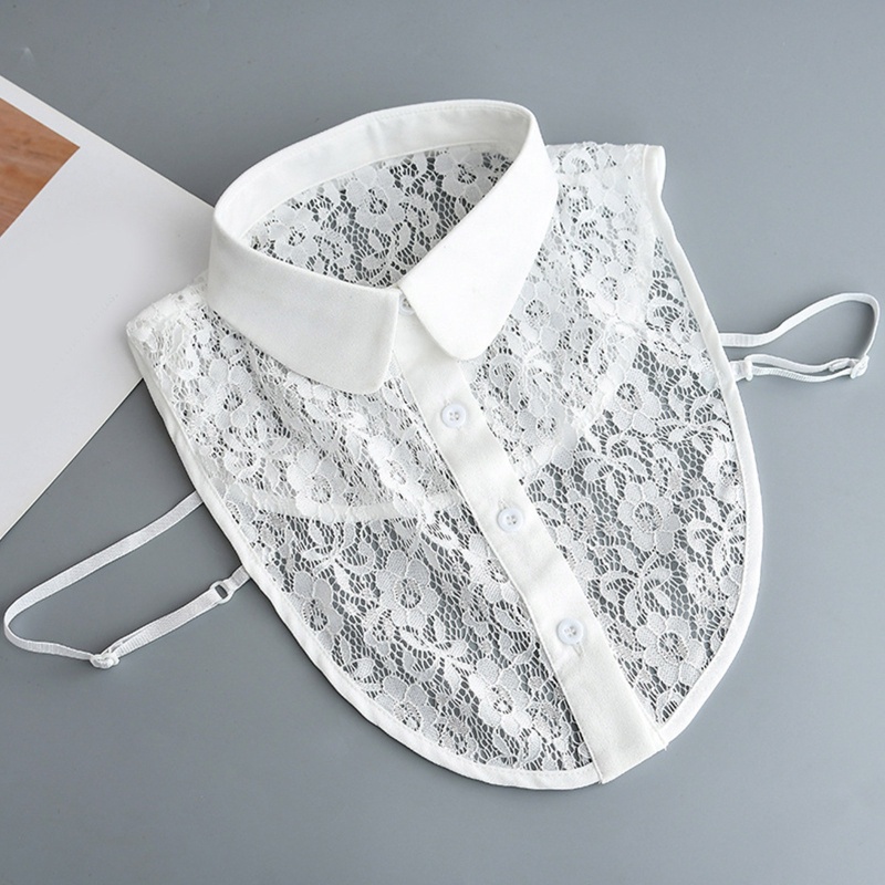 Áo Sơ Mi Nữ Nửa Cổ Ren Rỗng Tháo Rời Được In Họa Tiết Hoa