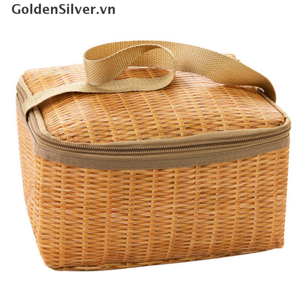 Túi Tote Đựng Hộp Cơm Trưa Giữ Nhiệt Chống Thấm Nước Màu Bạc