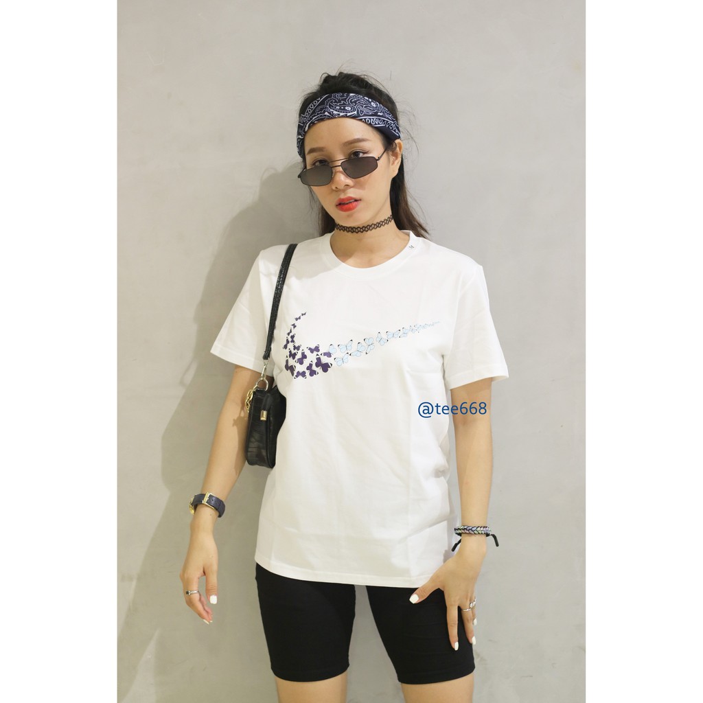 họa tiết cánh bướm - áo thun đôi nam nữ chất cotton cao cấp
