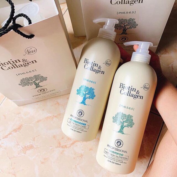 Cặp dầu gội xả Biotin & Collagen phục hồi ngăn rụng kích thích mọc tóc 500ml