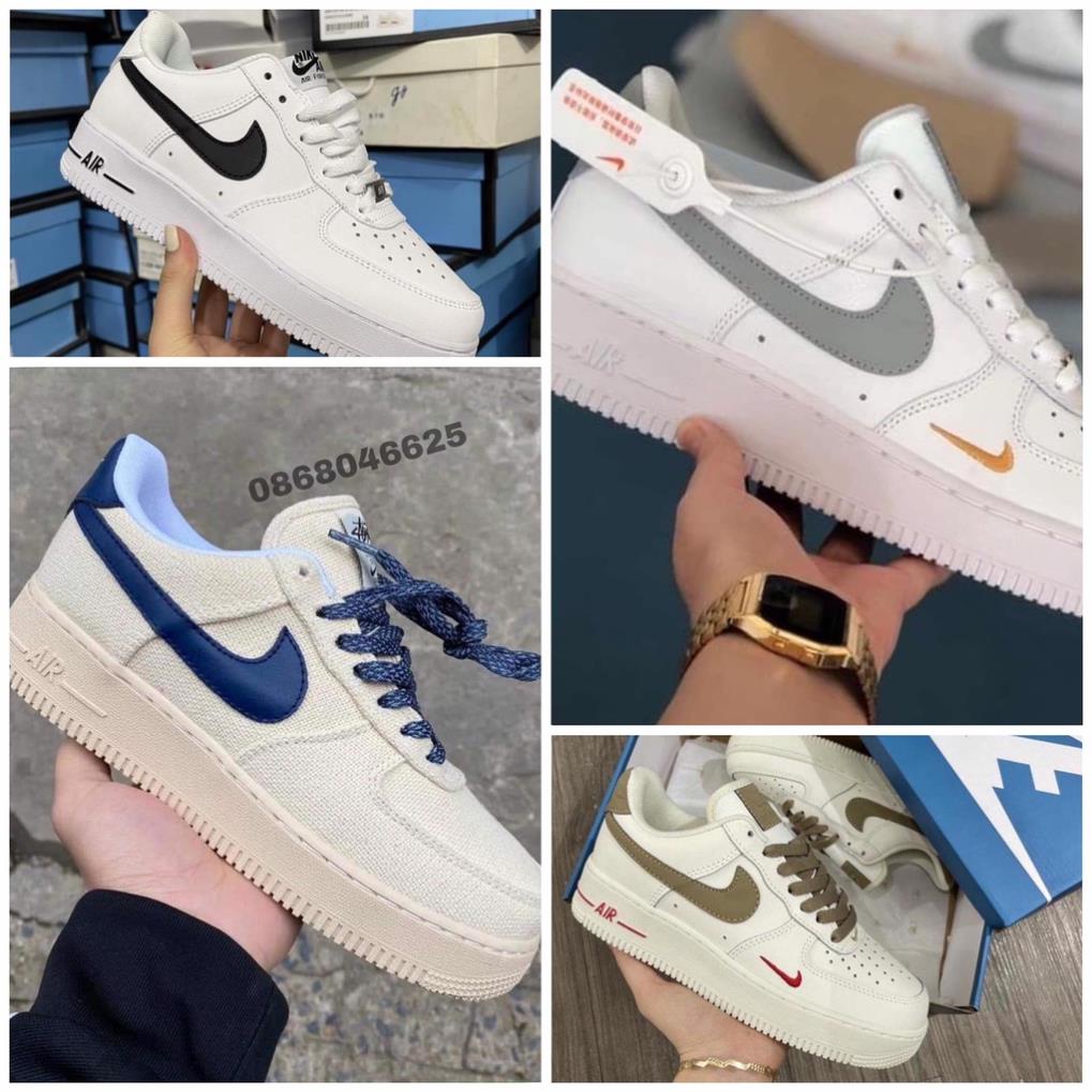 Giày Nike_AF1 Nam Nữ, Giày Nike_Vệt nâu, vệt xám,vệt đen, bản vải Air force 1 all white full box bill 🤺