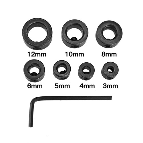 Bộ Dụng Cụ 8 Món Gồm 7 Chốt Định Vị Độ Sâu Cho Mũi Khoan Từ Size 3mm Đến 12mm Và Vít Lục Giác L