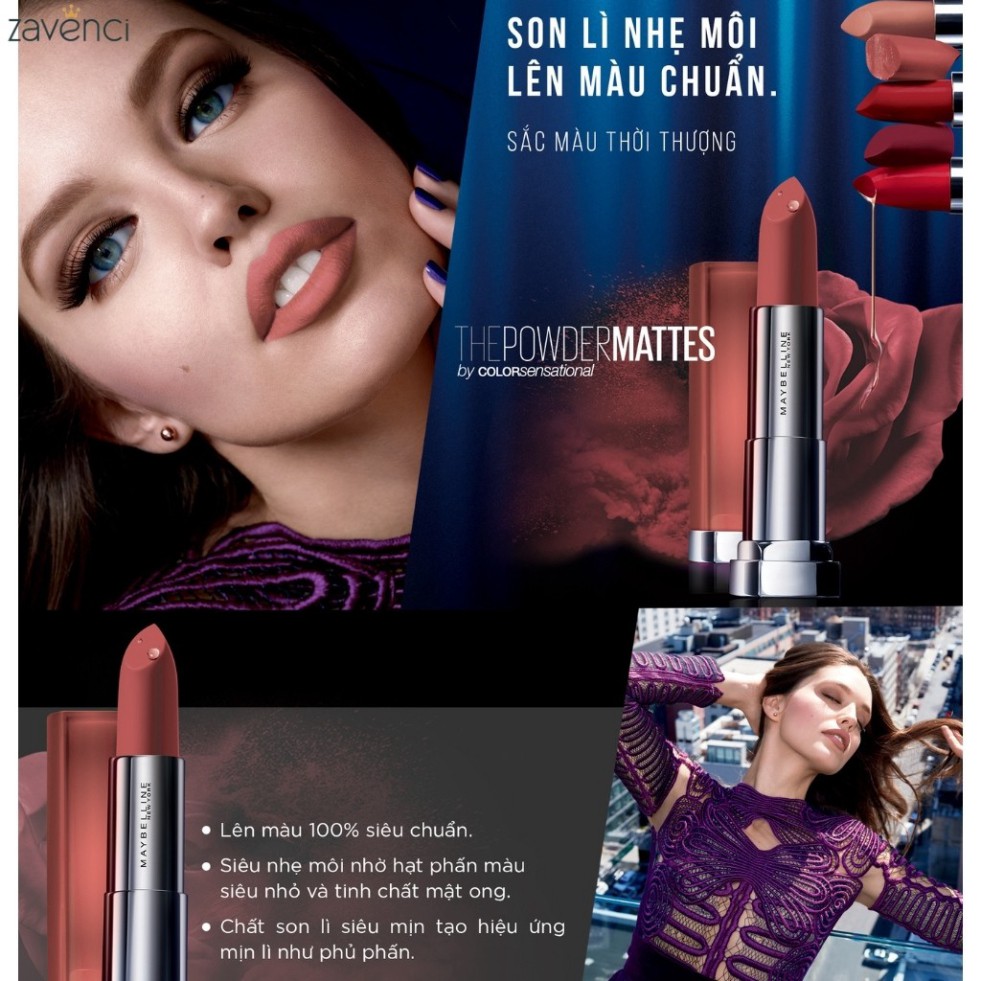 Son Lì Maybelline New York Color Sensational The Creamy Mattes Siêu Nhẹ Môi Màu Đỏ Cam (607 Red Dy Red)