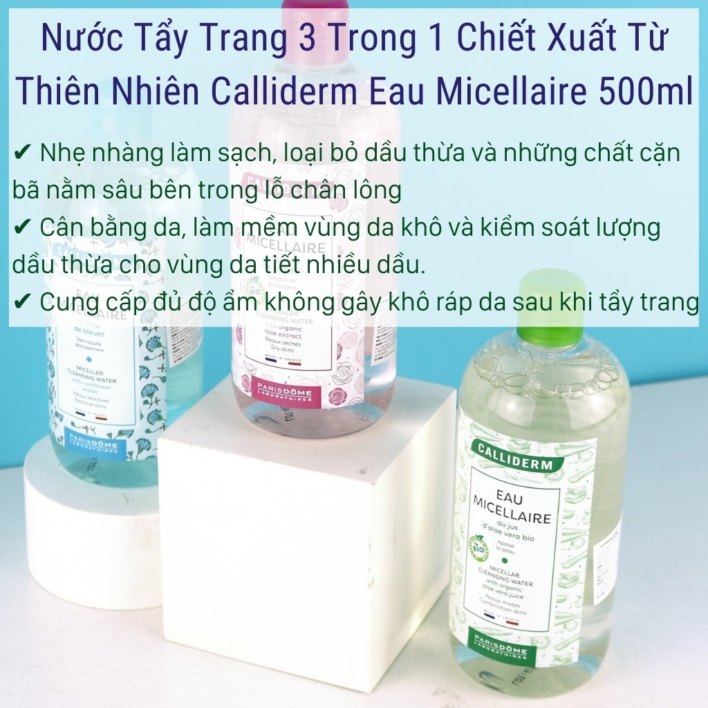 Nước tẩy trang CALLIDERM Eau Micellaire ngừa mụn cho mọi loại da 500ml - ZAVENCI Official