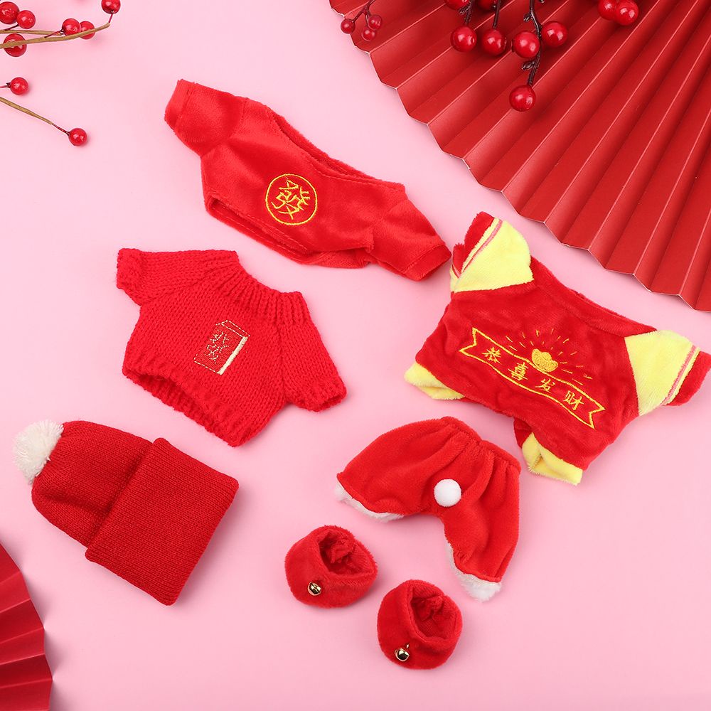 Quần áo búp bê 20cm Năm Mới màu Đỏ dễ Thương Quần Áo Thiết Lập