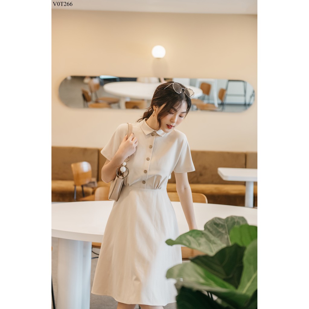 Váy cổ đức chun dãn khuy dọc chân xòe TIIN STORE V0T266 | BigBuy360 - bigbuy360.vn