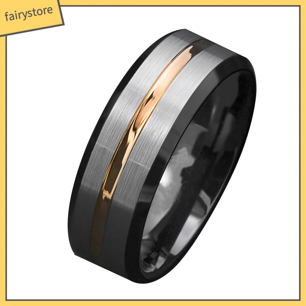 Nhẫn Cho Nam Hoạ Tiết Kẻ Sọc Chất Liệu Thép Titan