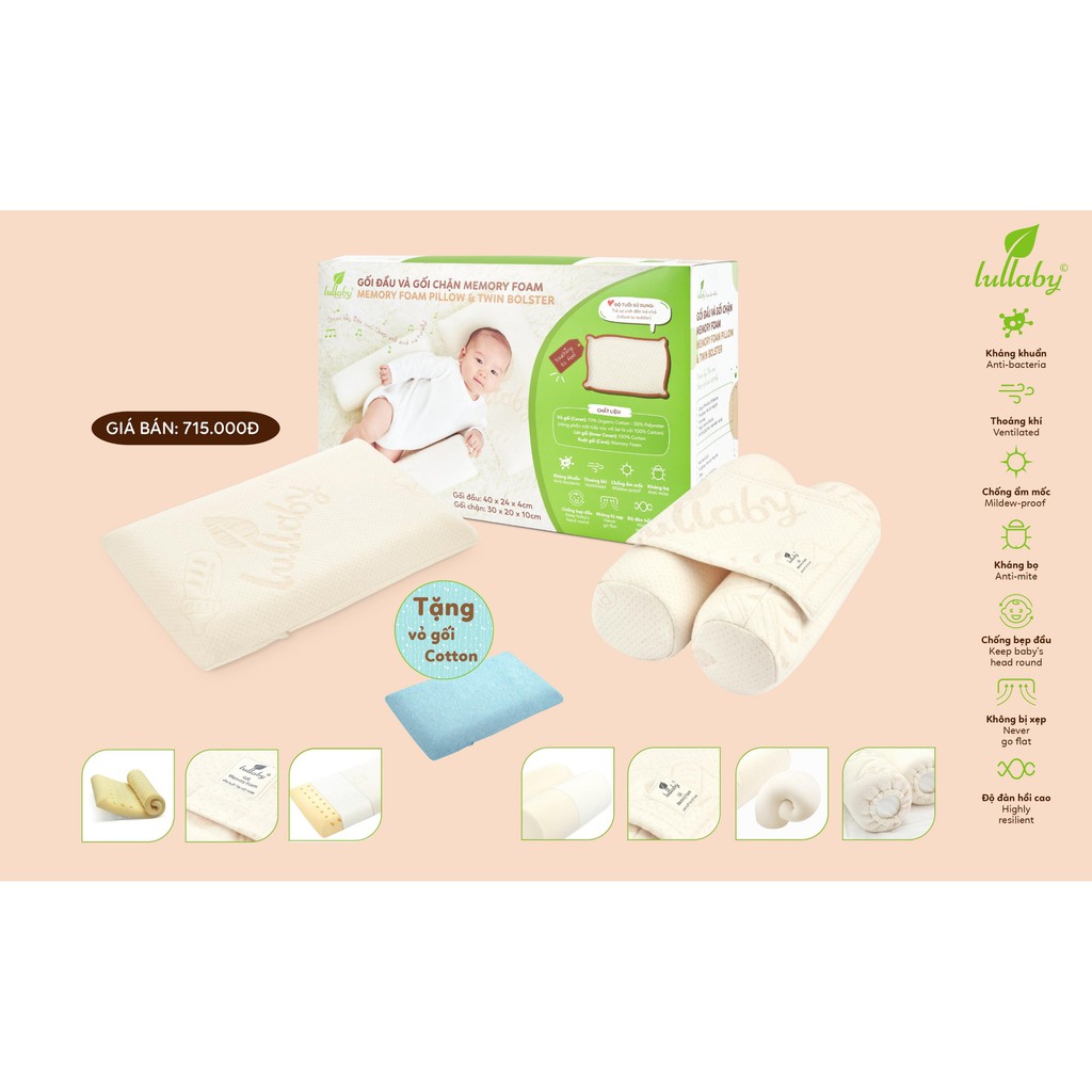 LULLABY - Set gối đầu gối chặn cho bé