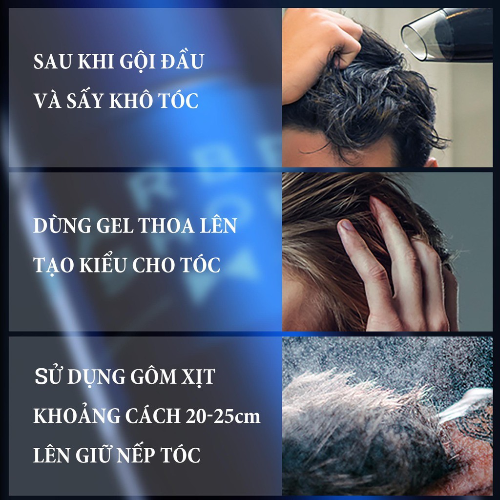 Combo Gel Wax Tạo Kiểu Tóc + Gôm Xịt GIỮ CỨNG NẾP TÓC BLUEMAN 90g+420ml ZL95 ZL105