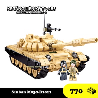  Đồ chơi Lắp ráp Xe Tăng Liên Xô T-72 Sluban B1011 Russy Tank Xếp hình thông minh Mô hình Xe Tăng  770 Mảnh ghép  