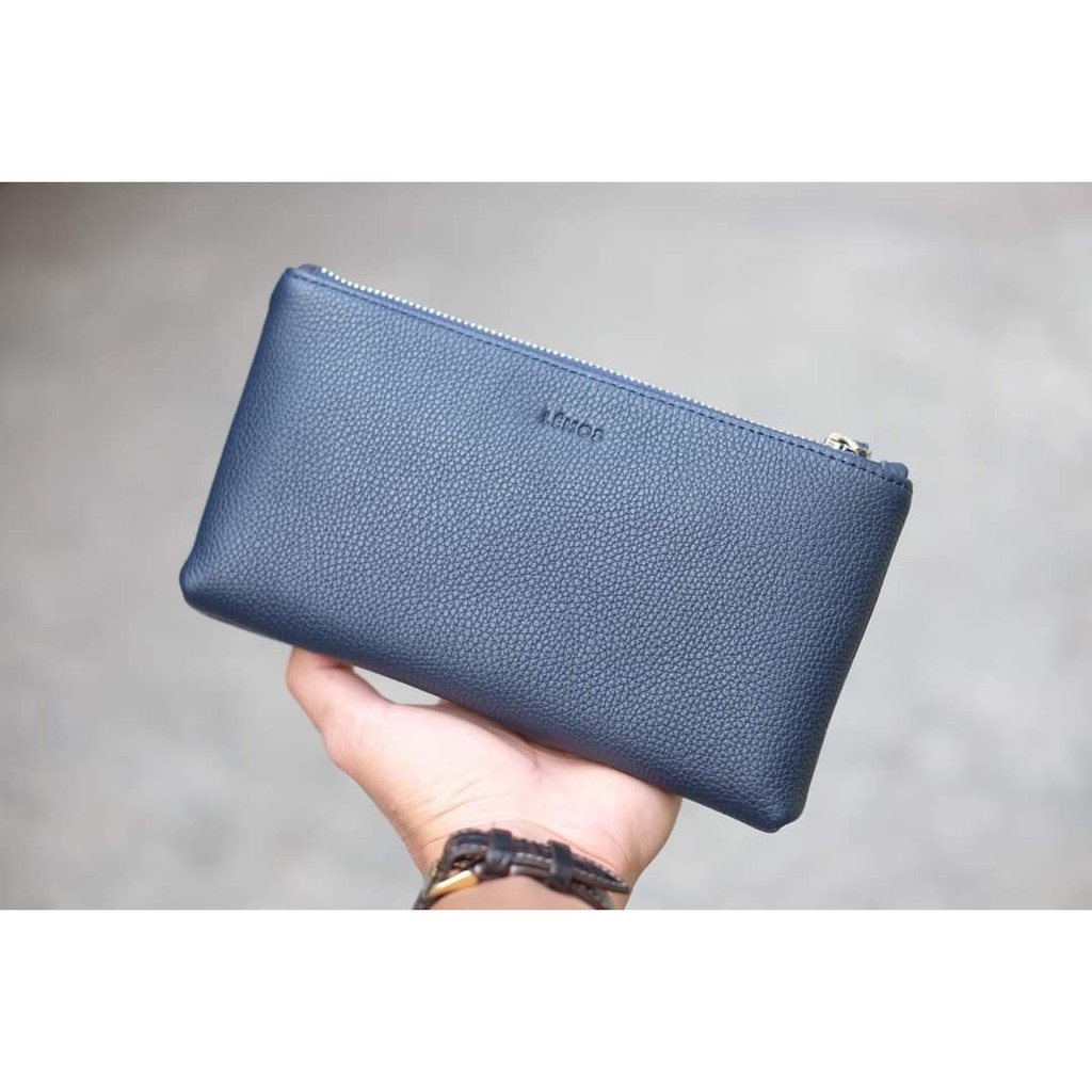 MABEL CLUTCH - Ví cầm tay nữ da thật kéo khóa vòng màu xanh navy- FQ19-71. LÉMOS