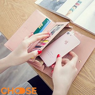 Ví Nữ Dài Choose Cầm Tay Hoạ Tiết Đan Chéo Đính Vương Miện Kèm Trái Tim Nhỏ BBK9K2