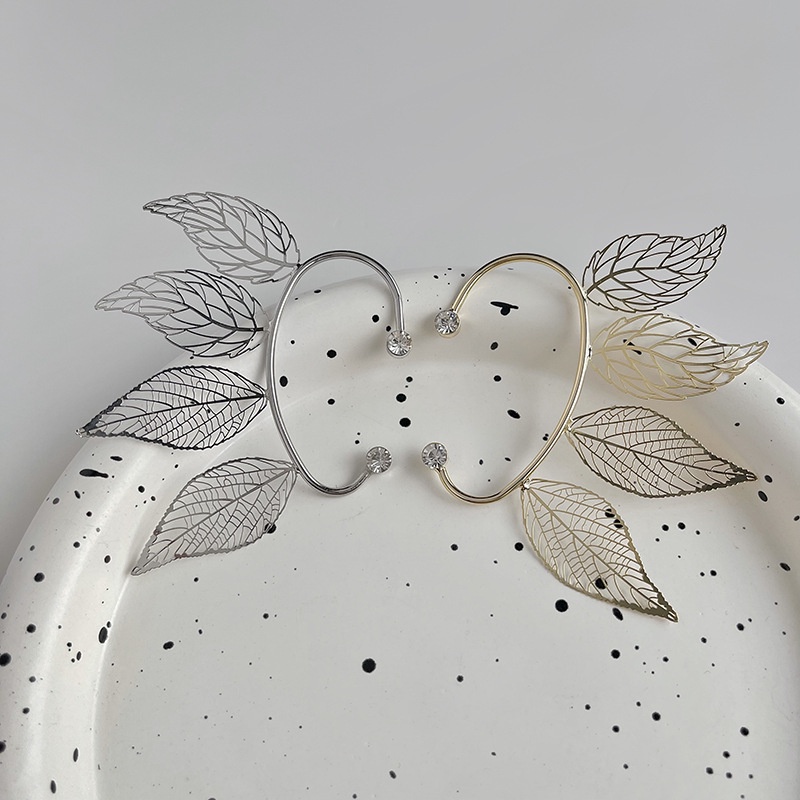 Bông tai hình lá cây đính đá lấp lánh phong cách Bohemian thời trang cho nữ