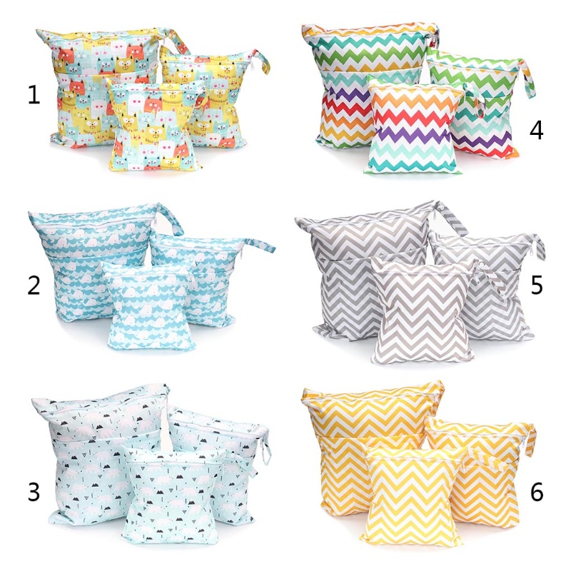 Set 3 Túi Đựng Bỉm Bằng TPU Chống Nước Có Khóa Kéo Đôi