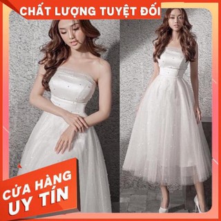 [ HÀNG CAO CẤP ] Đầm cúp ngực đầm xoè trắng cúp ngực kim tuyến công chúa dự tiệc dạ hội sang trọng (CÓ ĐỆM NGỰC) - MN118