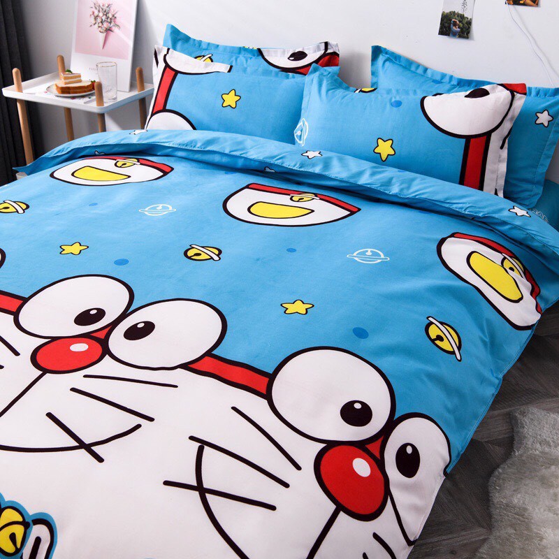 Bộ Chăn Ga Cotton POLY MẪU DORAEMON2020chăn, ga, cotton, ga nệm, chăn ga, cotton poly, chăn nệm, chăn ga gối, bedding️